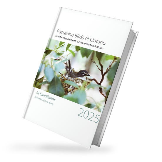 Book cover mockup of Passerine Birds of Ontario